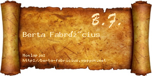 Berta Fabrícius névjegykártya